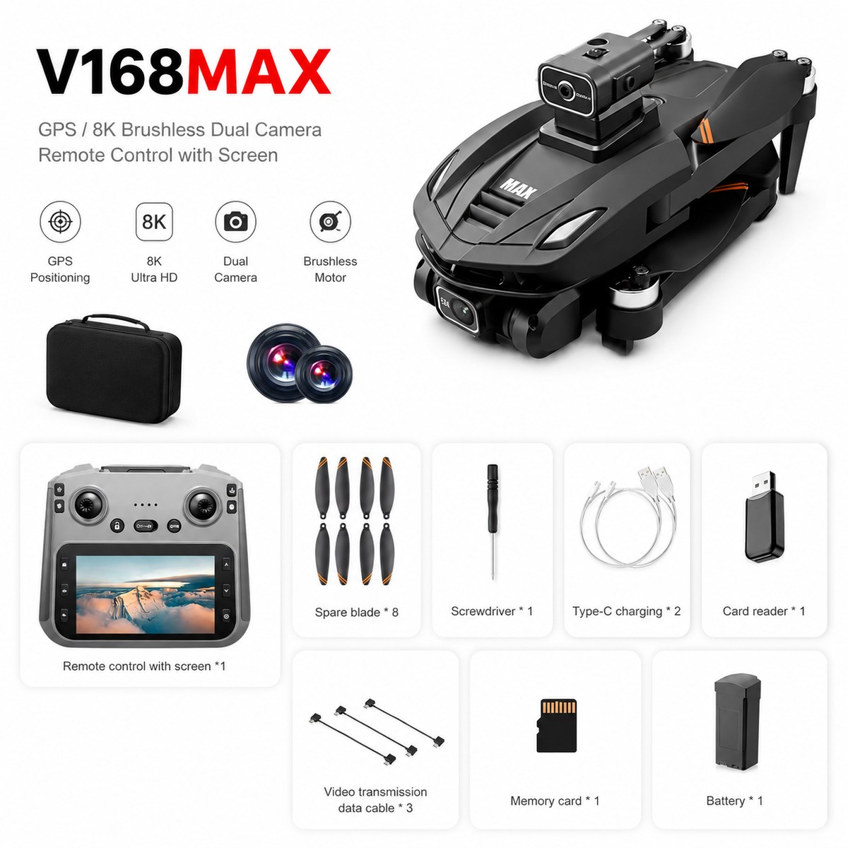 2025 V168 Pro MAX GPS-drone 8K HD-camera 5G WiFi FPV 13