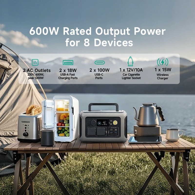 Draagbare zonnegenerator 600W met 200W zonnepaneel 5