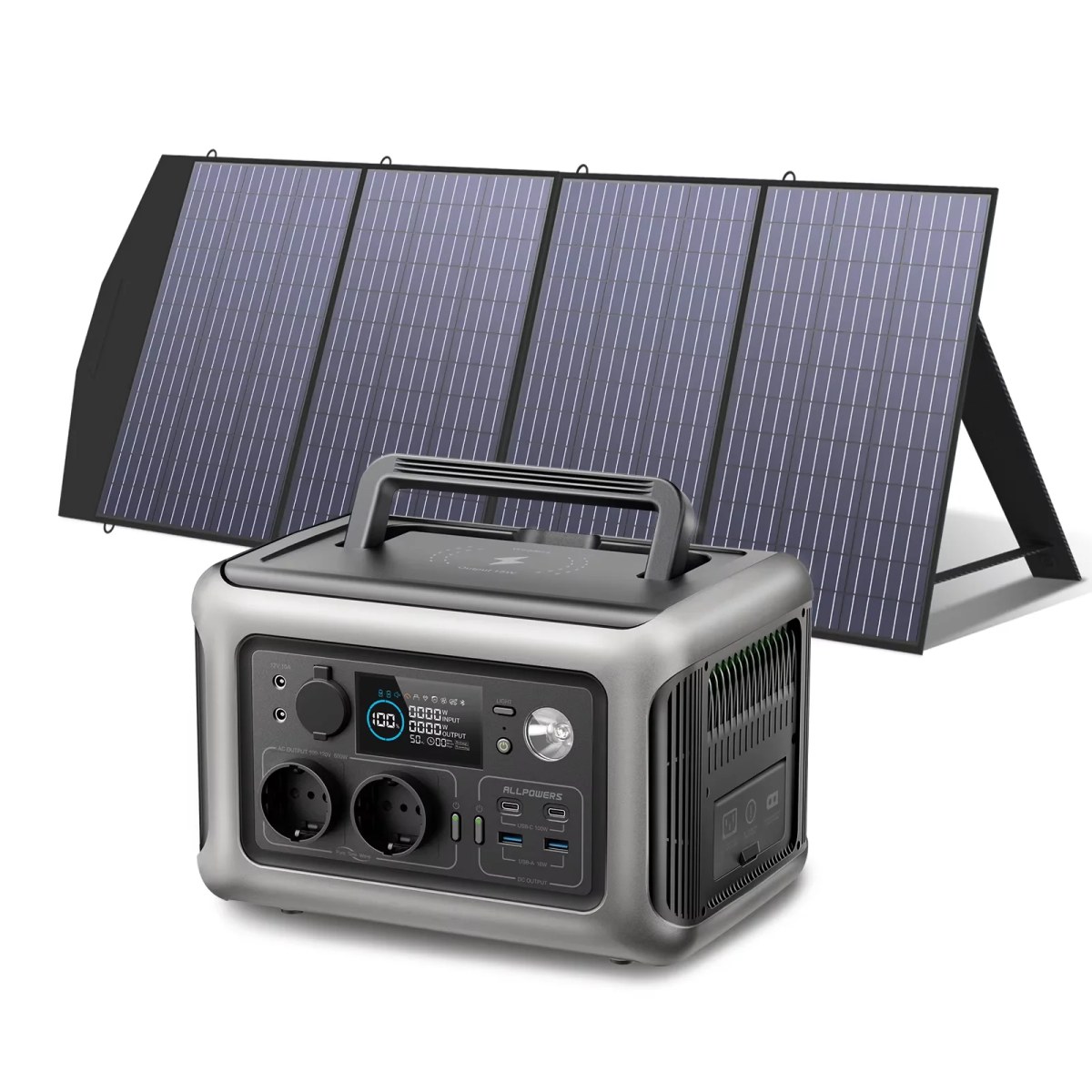 Draagbare zonnegenerator 600W met 200W zonnepaneel