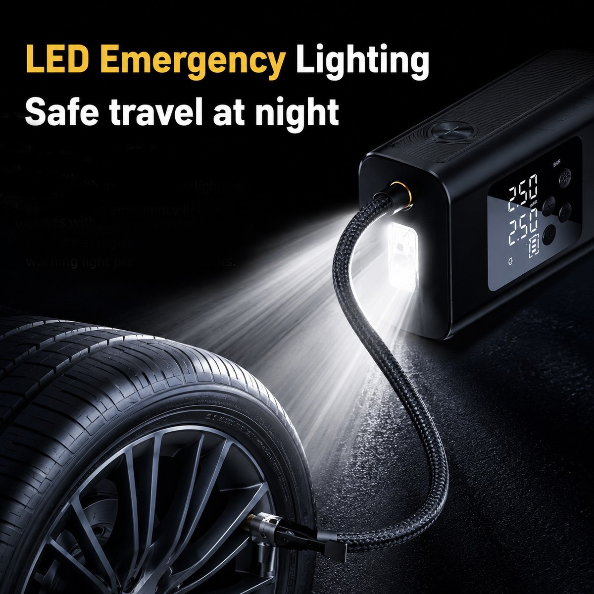 Draagbare Bandenpomp met LED-verlichting Oplaadbaar 4